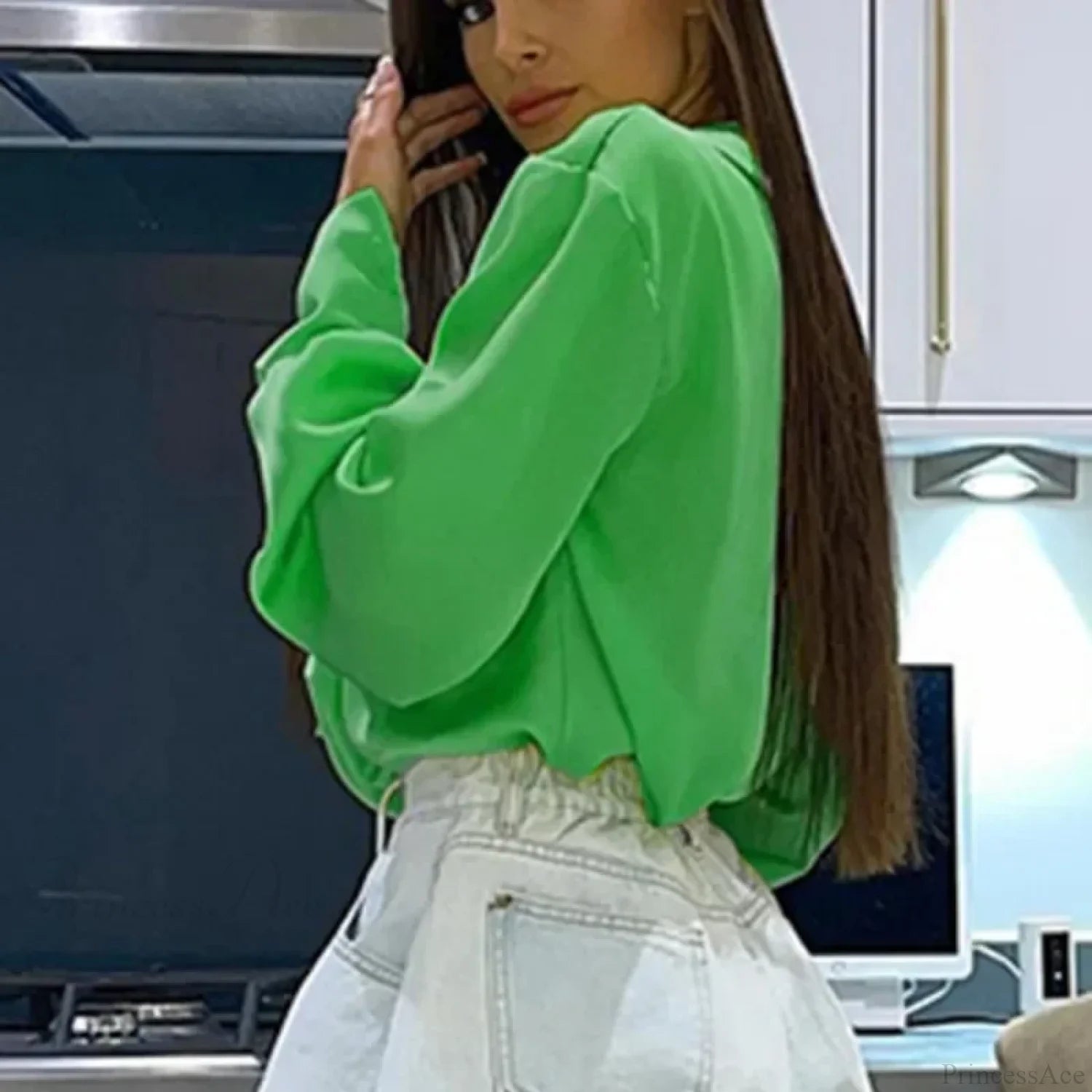 Ice Silk Loose Casual Satin Long Sleeve Blouse blouse-250126