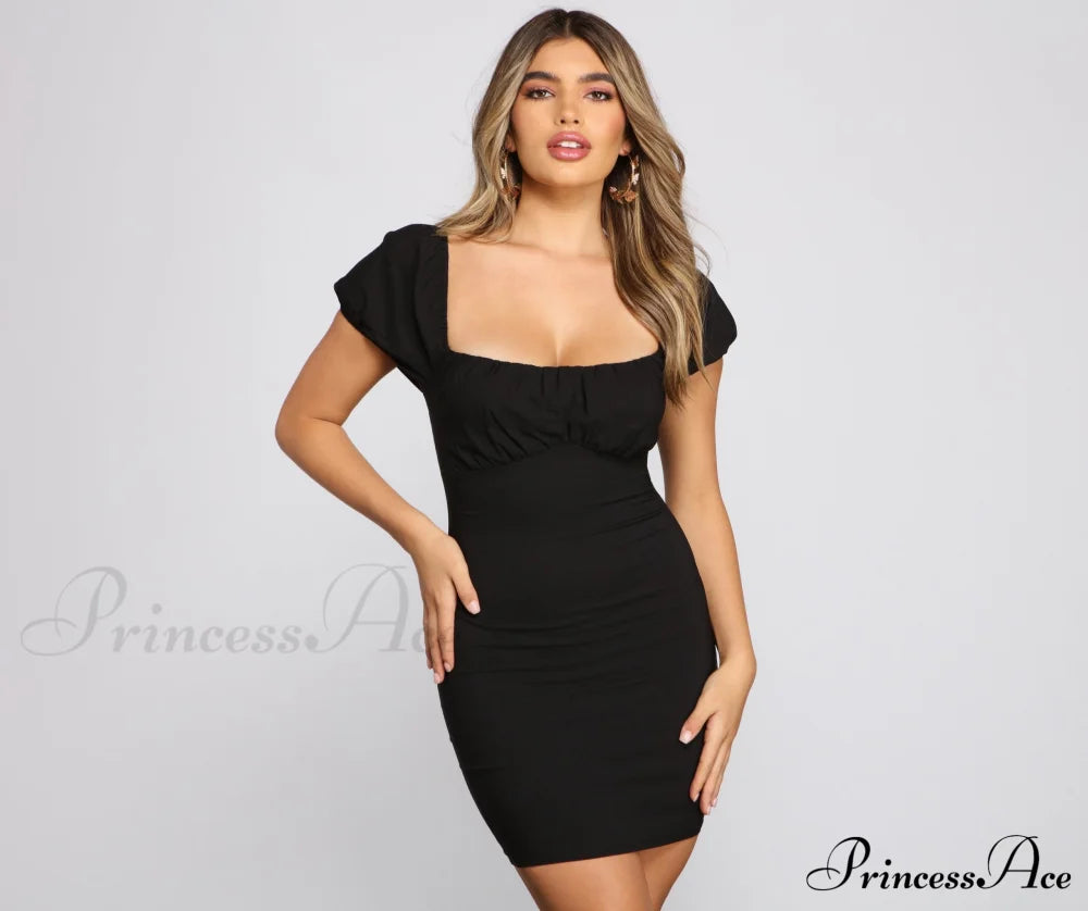 Iconic Glam Puff Sleeve Mini Dress - Lady Occasions