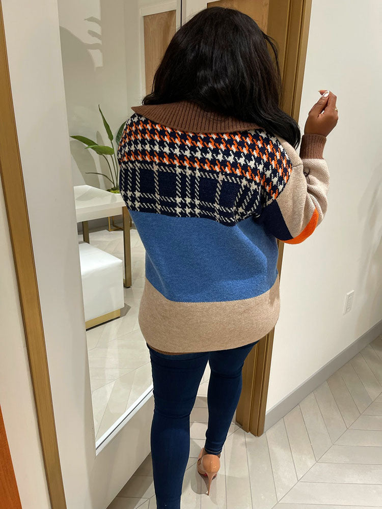 Color Block Graceful Striped Sweater