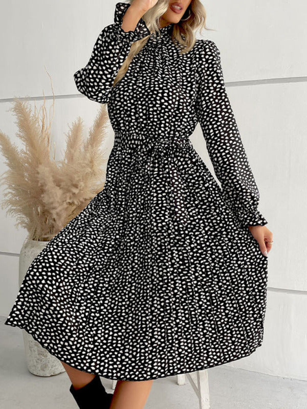 With Waist Gown for High Neckline Dotted Tie Women