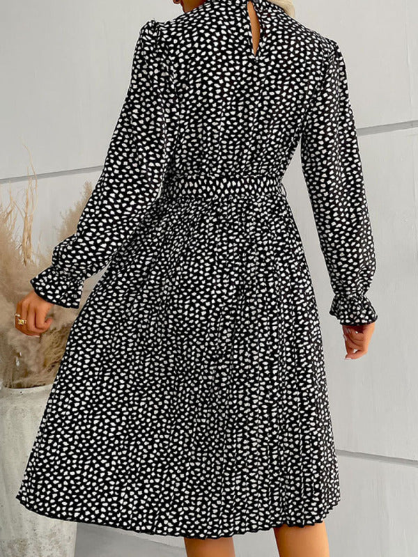 With Waist Gown for High Neckline Dotted Tie Women