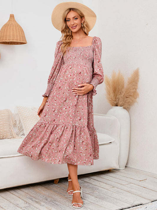 Flowered Maternity Small with Chiffon Gown Print