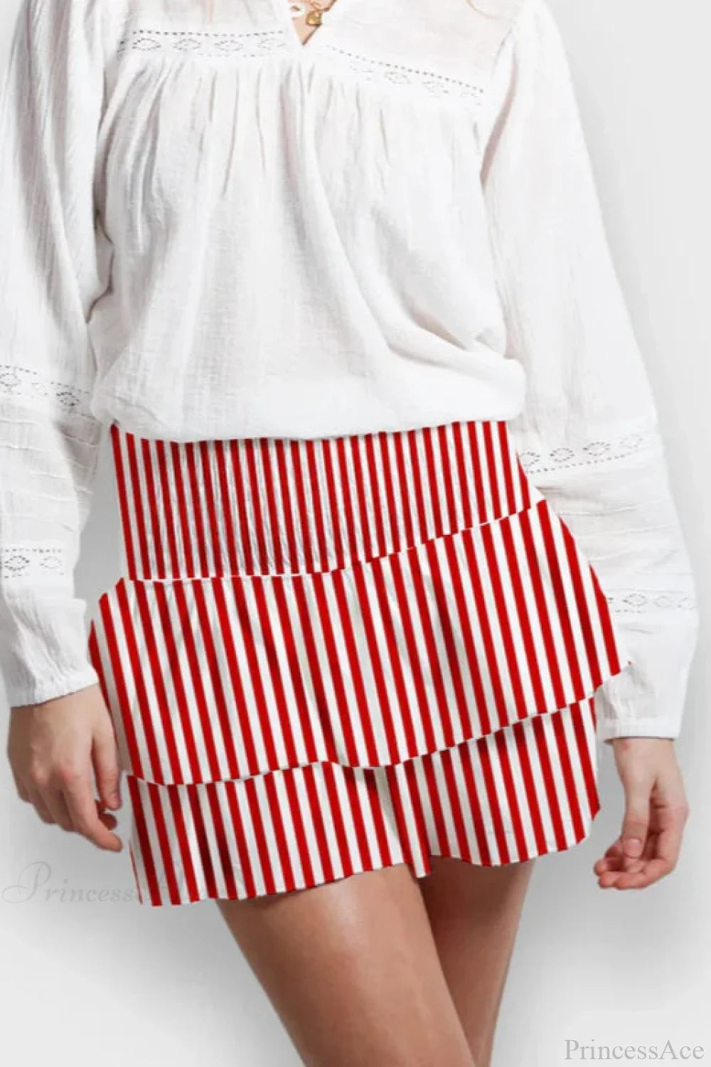 Indie Graphic Ruffle Pleated Skirt skirts-250223