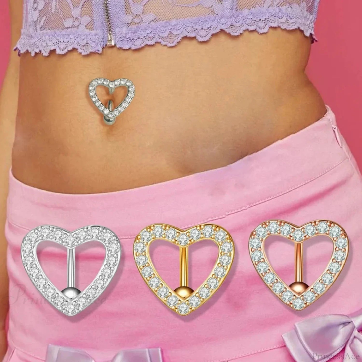 Inverted Love Medieval Golden 14G Stomach Hoop