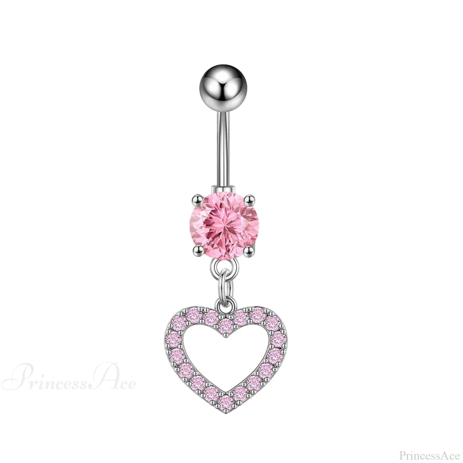 Inverted Love Medieval Golden 14G Stomach Hoop pink2