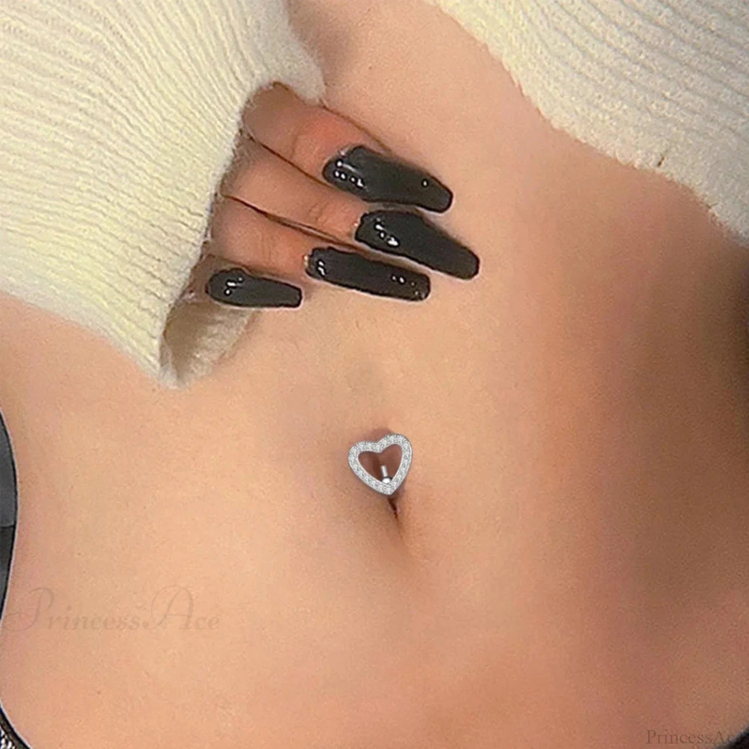 Inverted Love Medieval Golden 14G Stomach Hoop sliver2