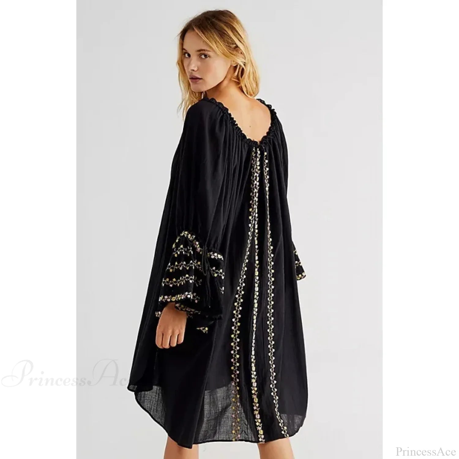 Irregular Backless Embroidery Beach Boho Dress bohodress-250126