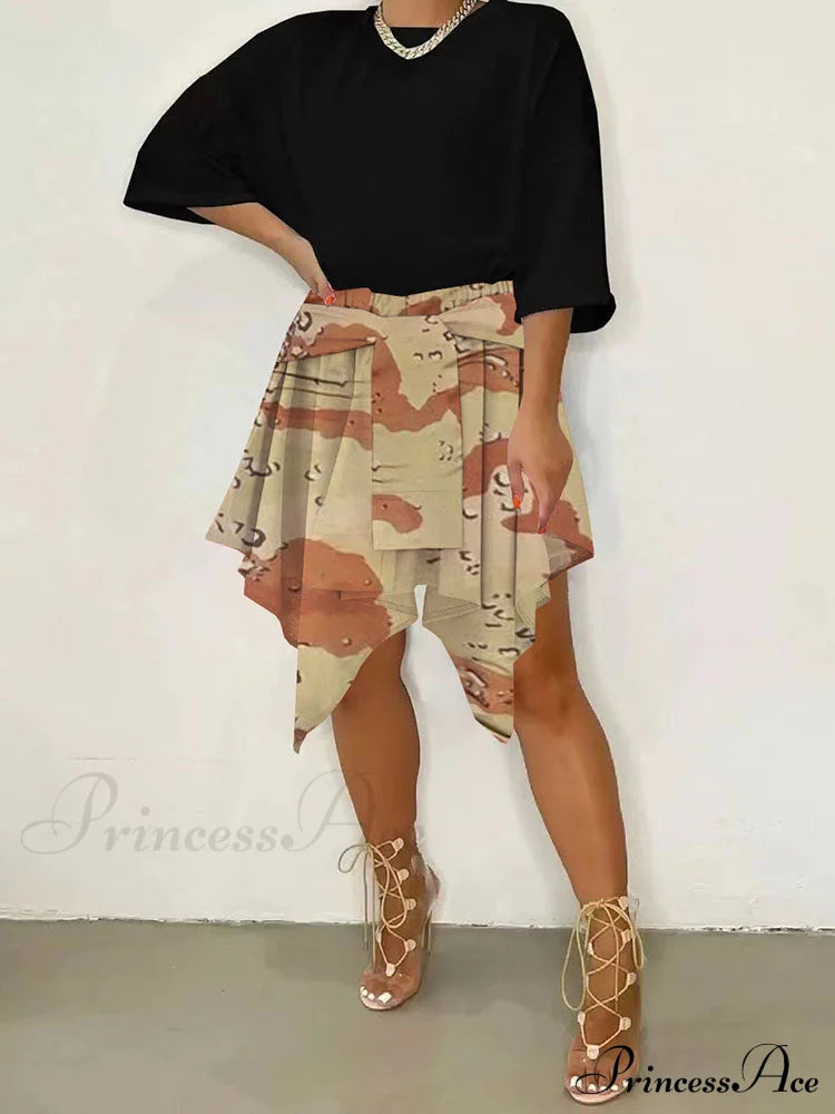 Irregular Buttoned Graceful Rib Crop Top Khaki / M Skirts