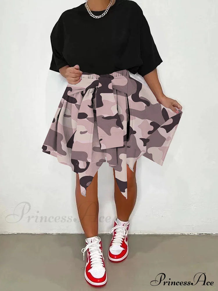 Irregular Buttoned Graceful Rib Crop Top Skirts