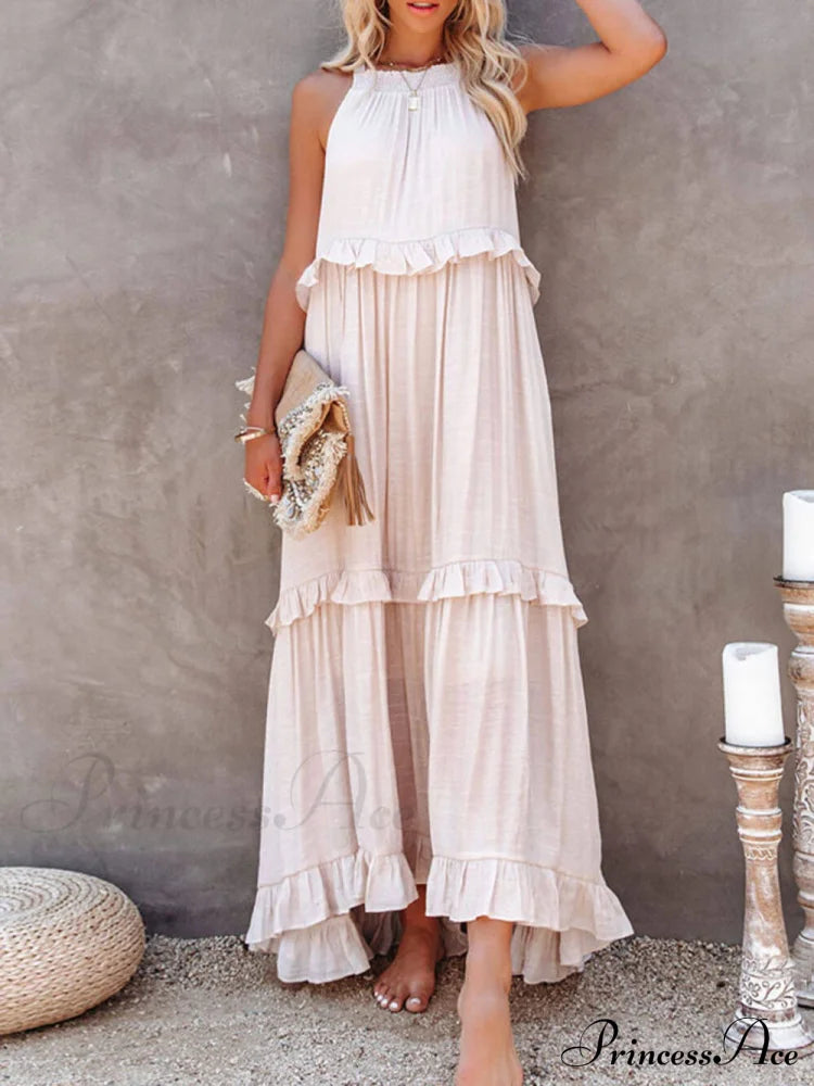 Irregular Cake Stylish Sleeveless Maxi Dress Dresses