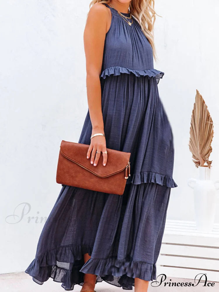 Irregular Cake Stylish Sleeveless Maxi Dress Dresses