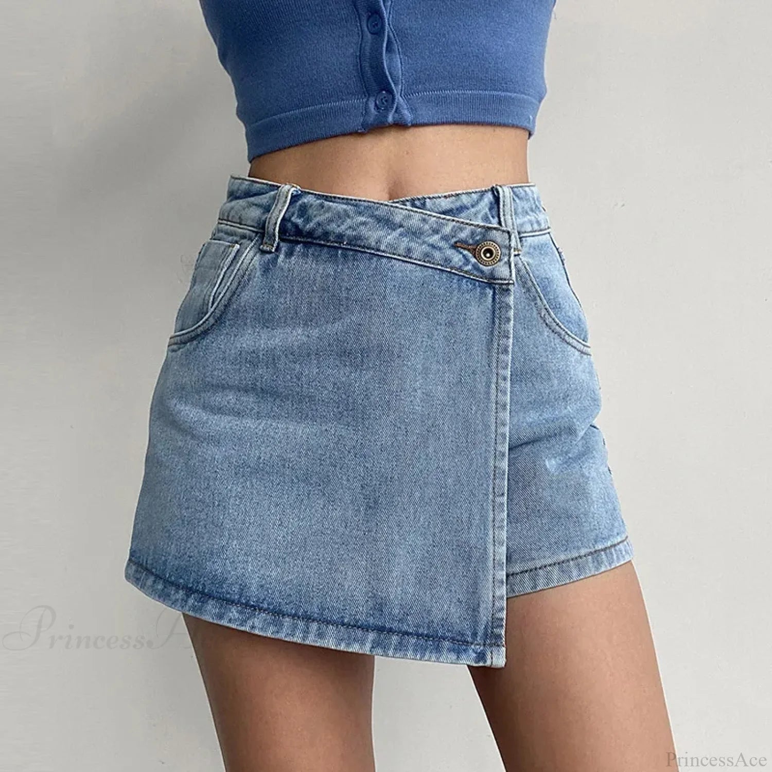 Irregular High Waist Denim Skirt