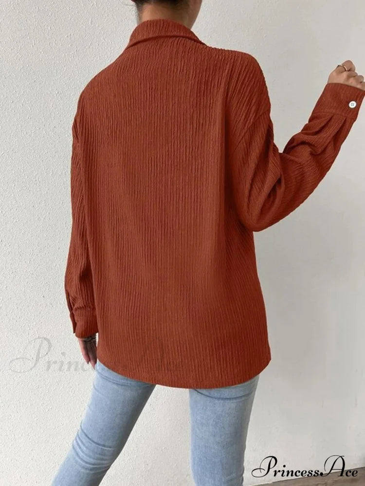 Jacket Blouse Drop With Textured Shoulder Women’s Clothing