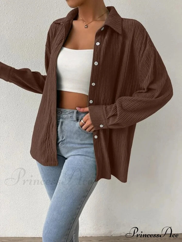 Jacket Blouse Drop With Textured Shoulder Women’s Clothing