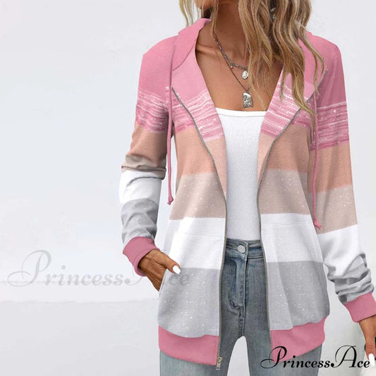 Jacket Hooded With Color Blocking Coats