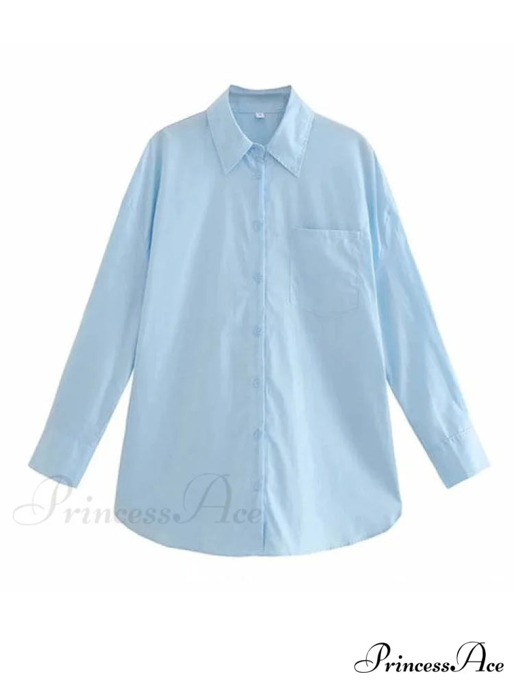 Jane Oversized Shirt Blue / S Tops & Blouses