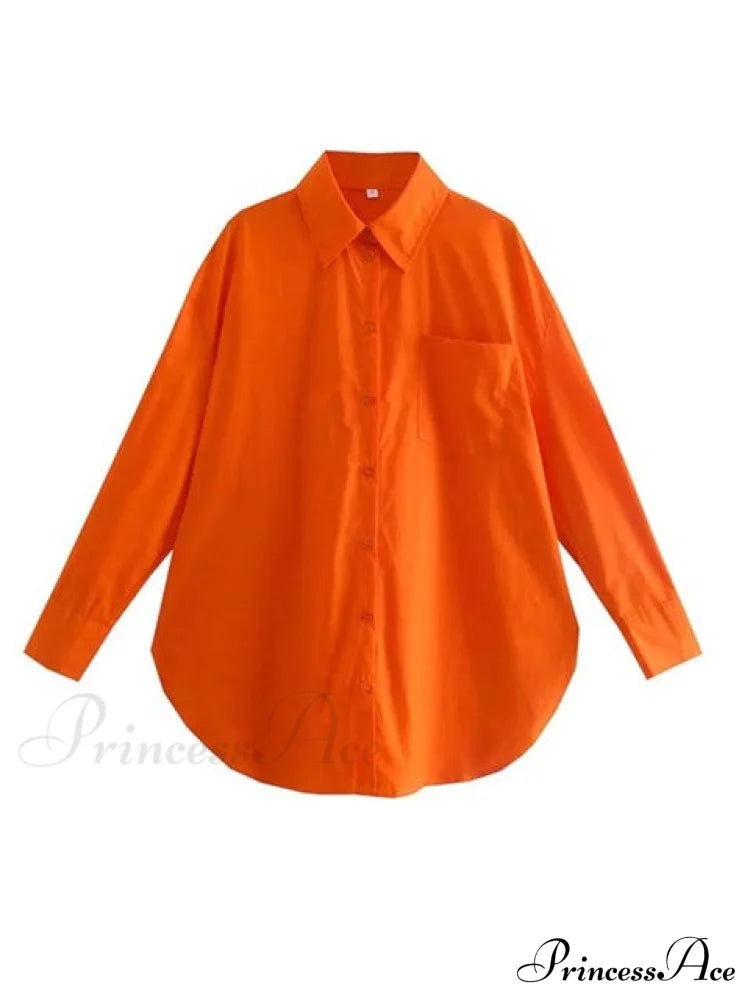 Jane Oversized Shirt Orange / S Tops & Blouses