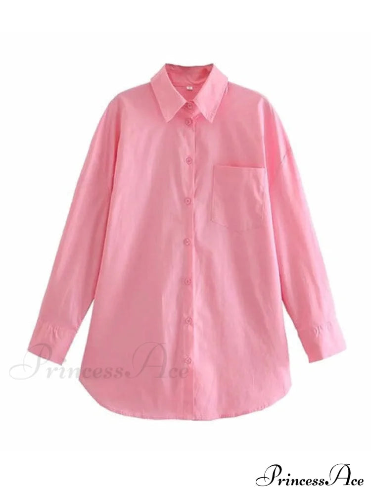 Jane Oversized Shirt Pink / S Tops & Blouses