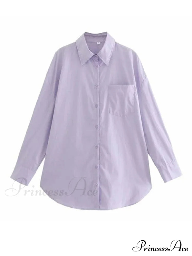 Jane Oversized Shirt Purple / S Tops & Blouses