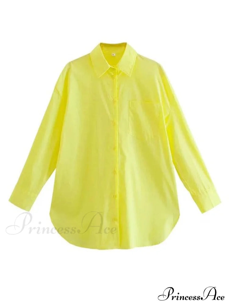 Jane Oversized Shirt Yellow / S Tops & Blouses