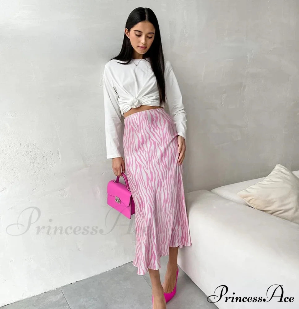 Javier Elegant Zebra Skirt Rose Pink / S