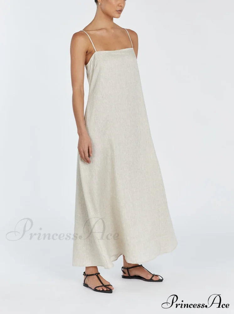 Jem Natural Stylish Linen Maxi Dress Dresses