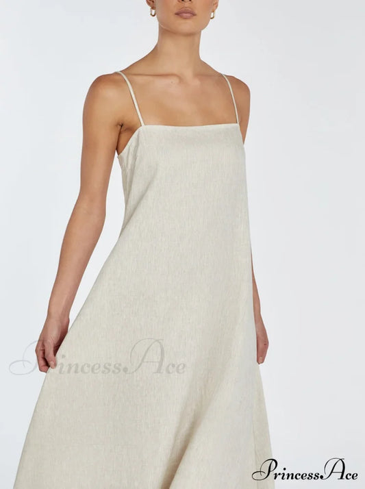 Jem Natural Stylish Linen Maxi Dress Dresses