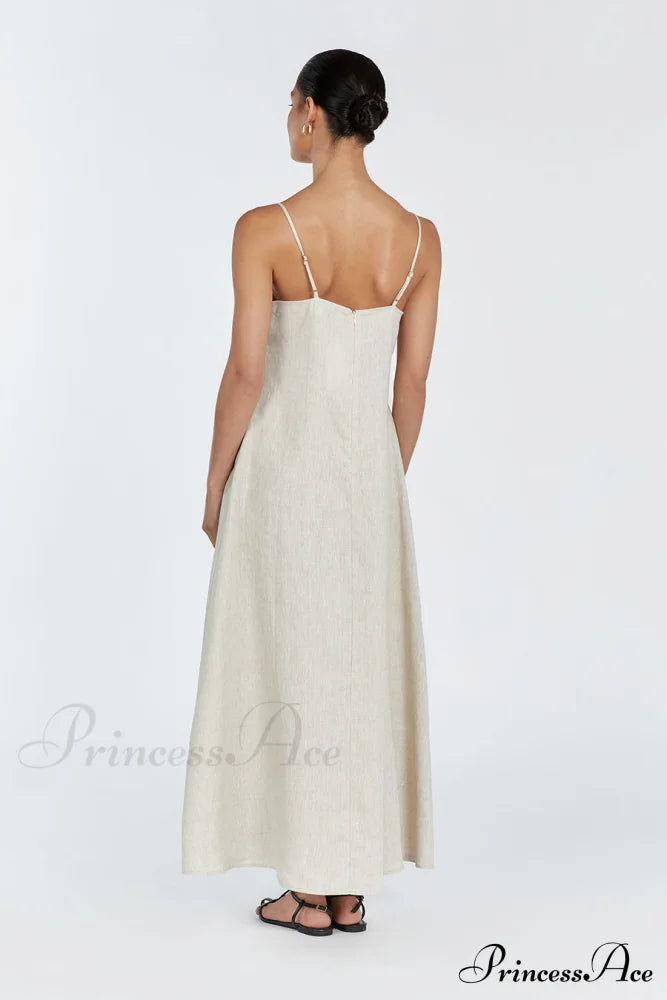 Jem Natural Stylish Linen Maxi Dress Dresses