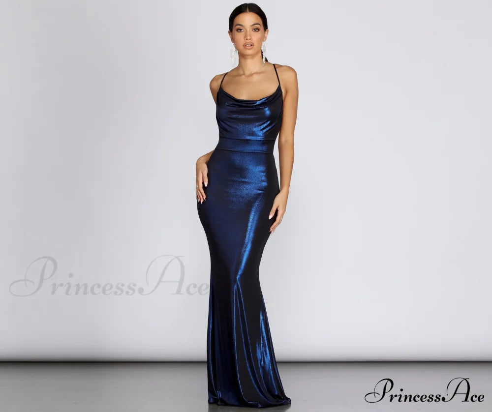 Jenna Metallic Goddess Maxi Dress - Lady Occasions