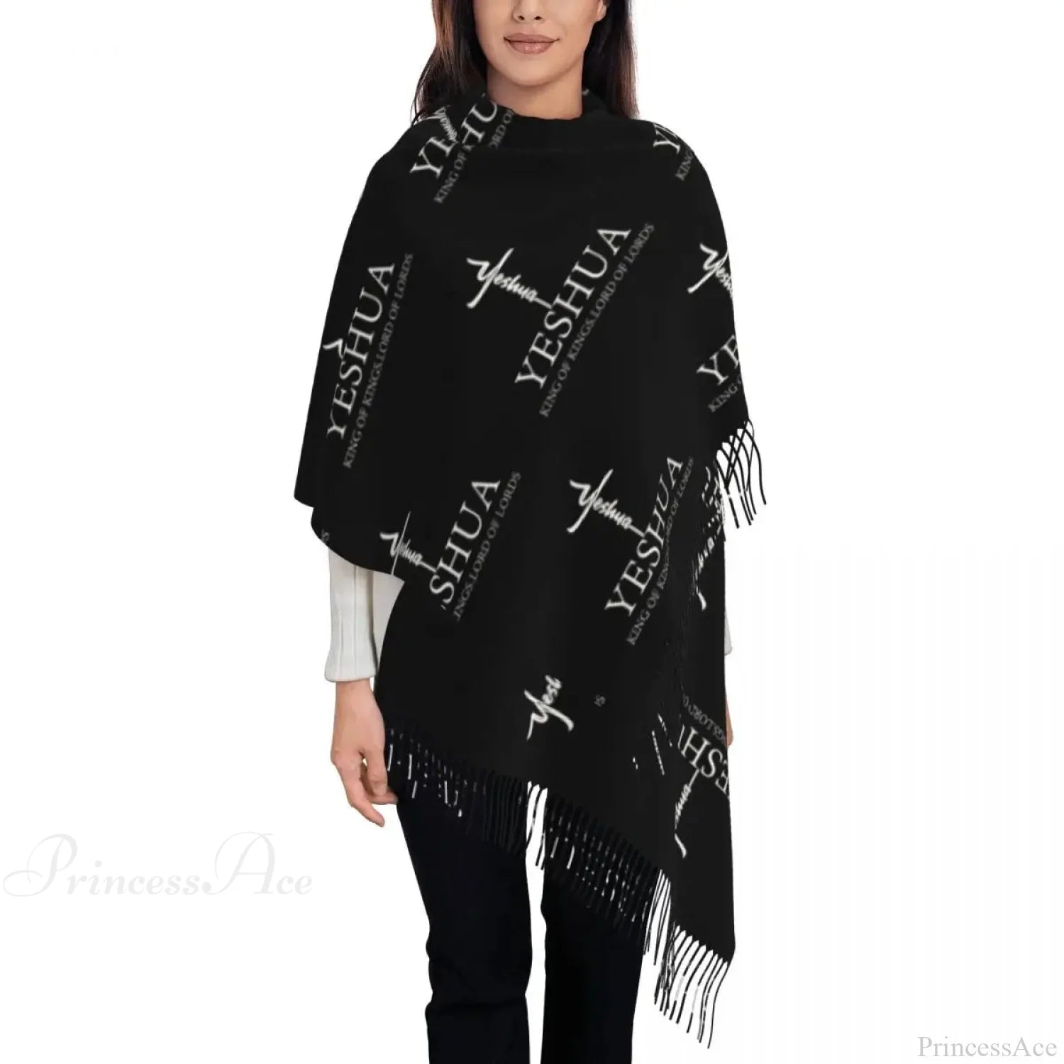 Jesus Saved My Life Warm Winter Christian Faith Shawl Wrap Scarf Black 11 / 72X197Cm Scarfs-L