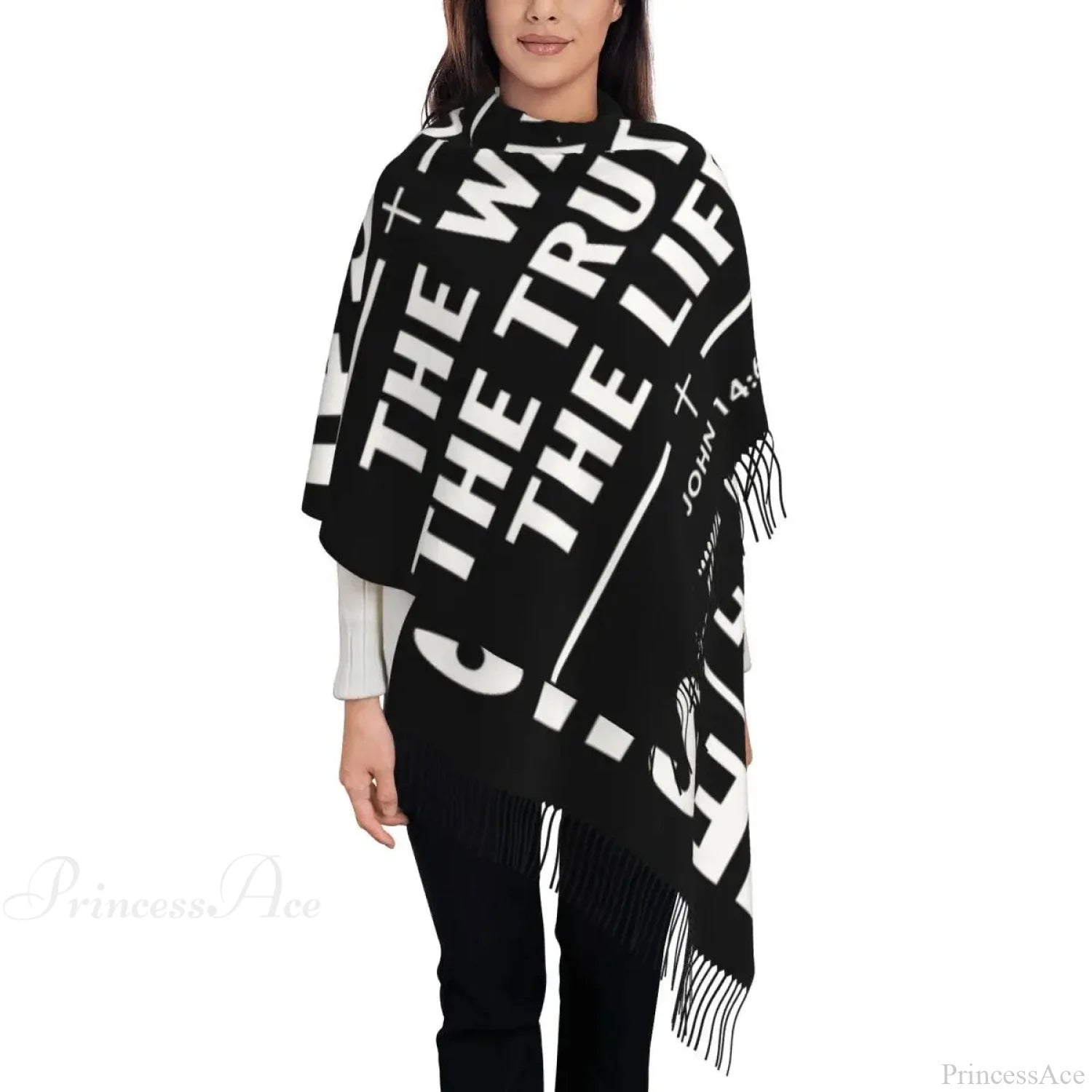 Jesus Saved My Life Warm Winter Christian Faith Shawl Wrap Scarf Black 16 / 72X197Cm Scarfs-L