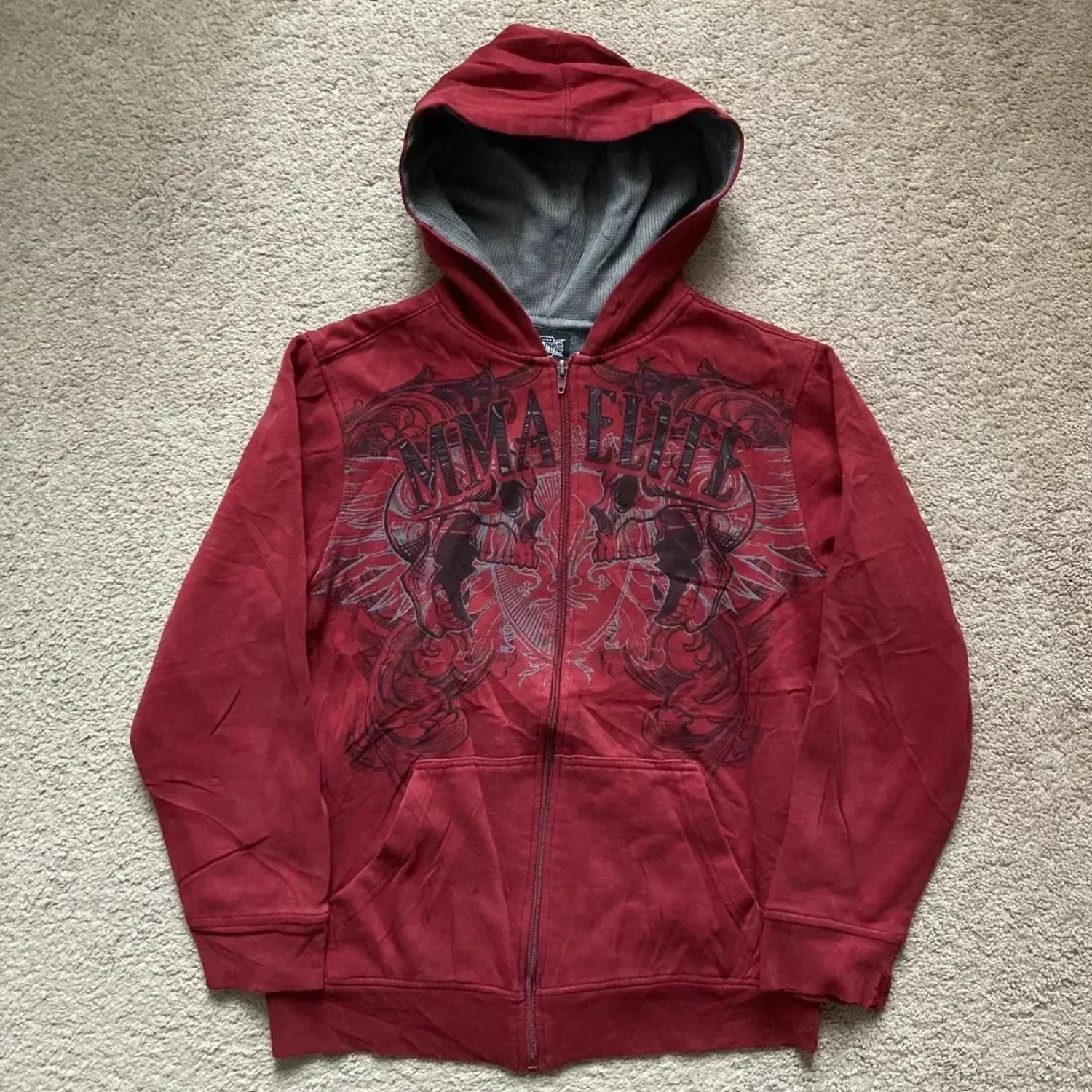 Joker Goth Print Fleece Zipper Hoodie red 2 / M