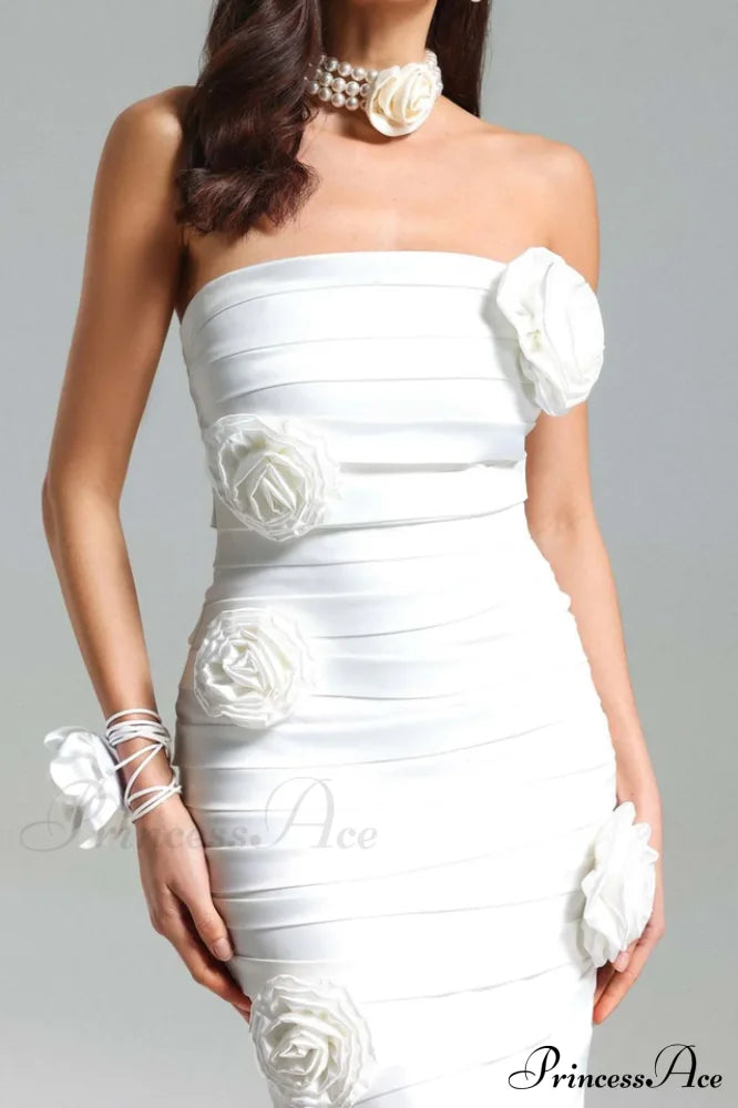 Kaisley Pleat 3D Charming Floral Bustier Dress