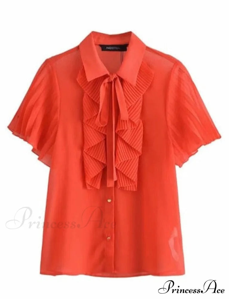 Kaiya Women’s Blouse Xs / Red/Short Sleeves Tops & Blouses