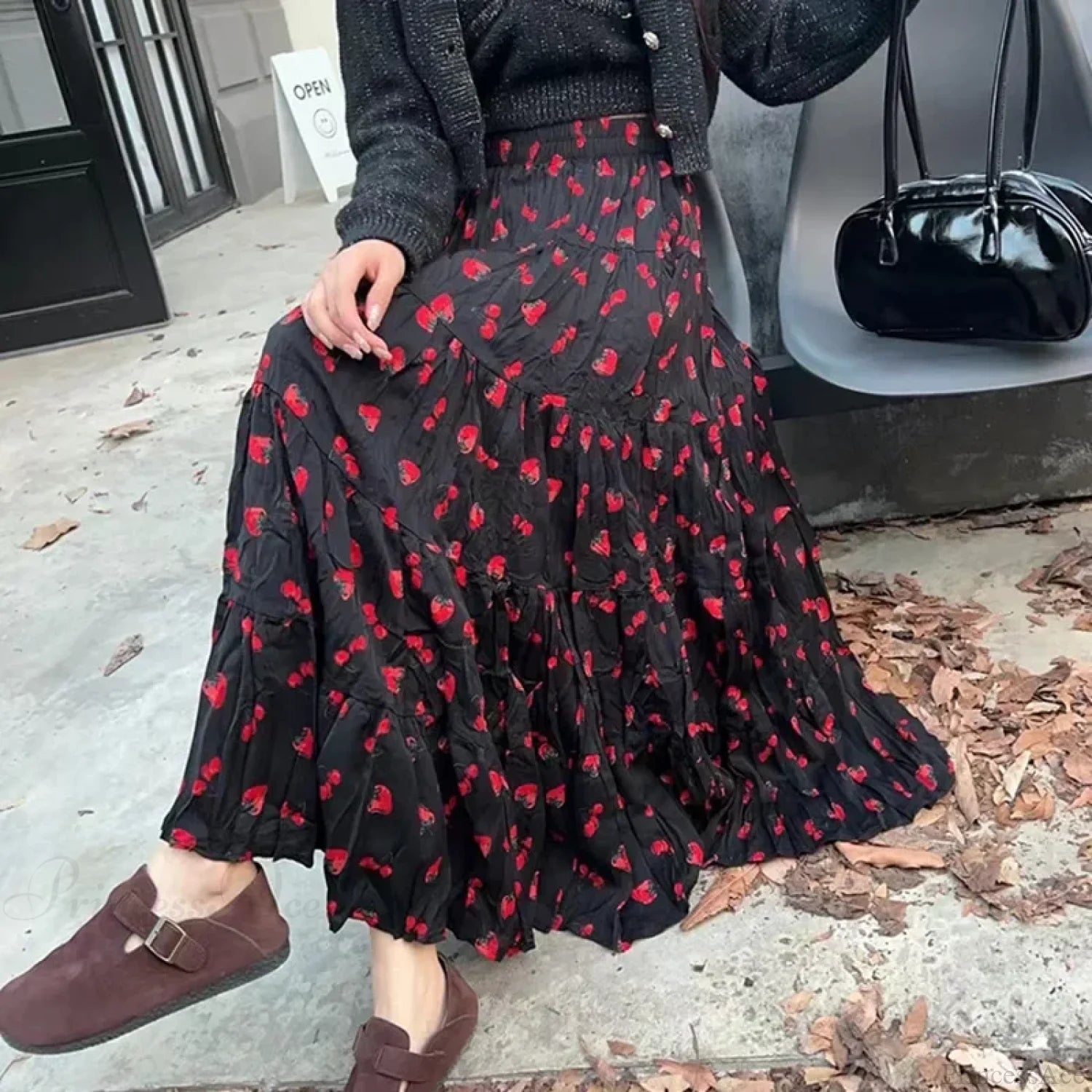 Kawaii Bohemian Floral Maxi Skirt Summer Retro Romantic skirt-250126