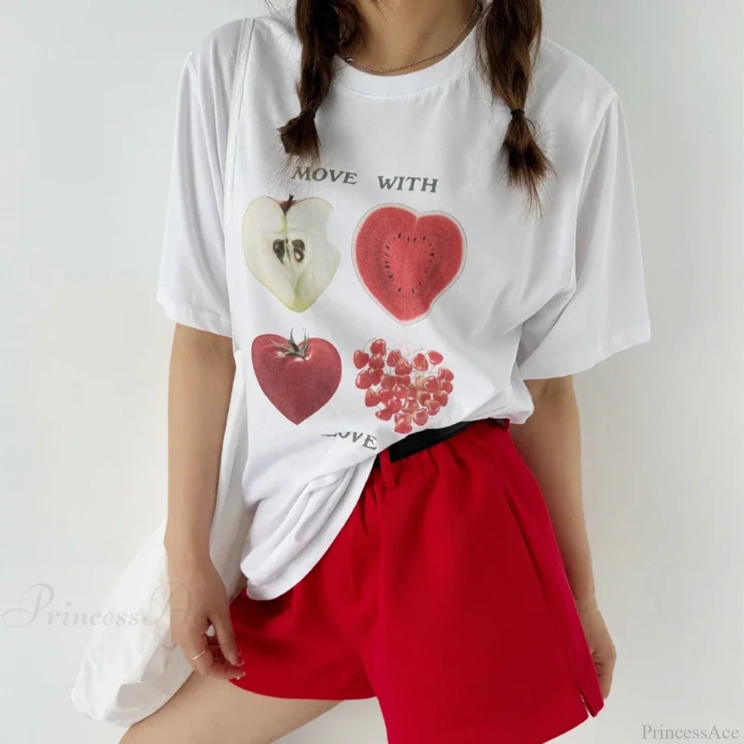 Kawaii Fruit Print Y2K T-shirt t-shirt-250223
