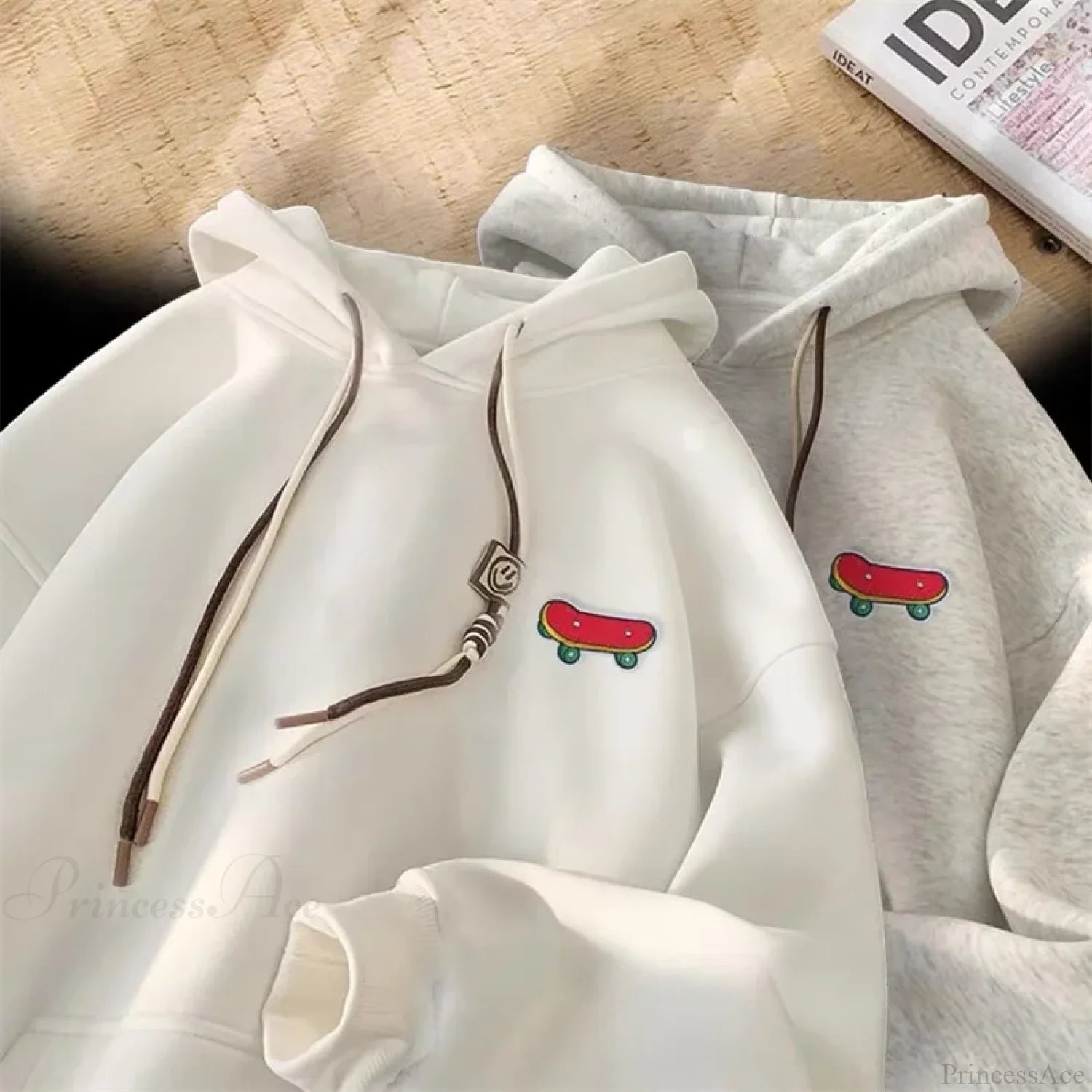 Kawaii Skateboard Graphic Cotton Fleece Hoodie