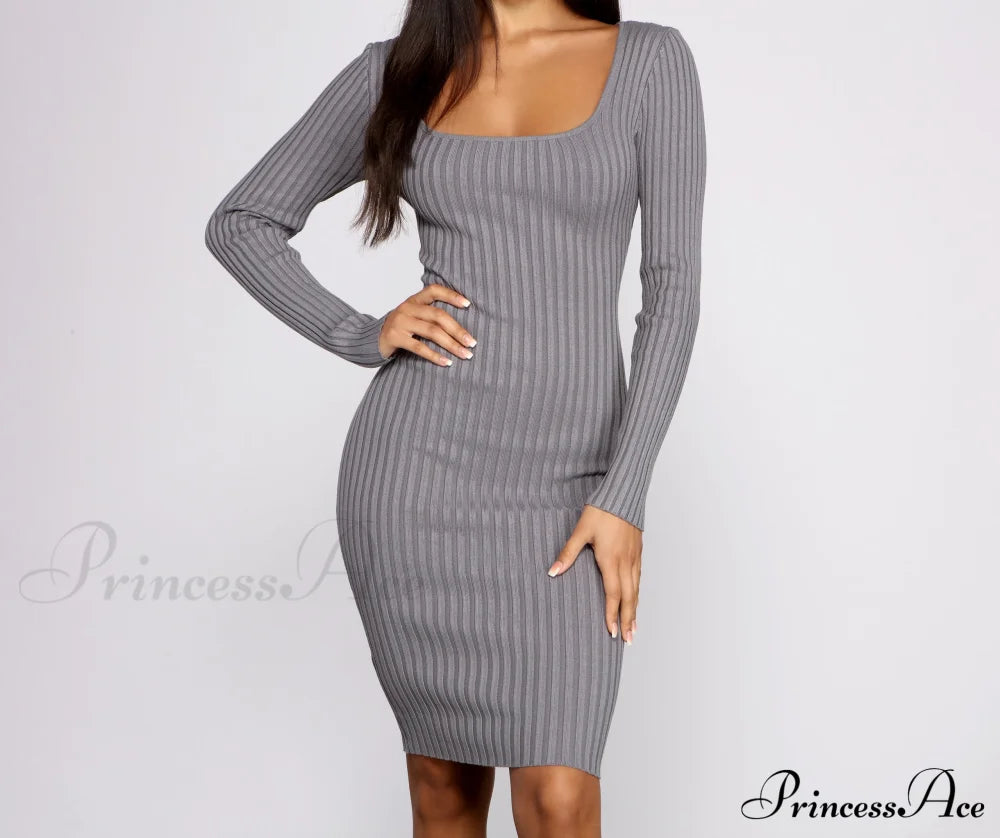 Keeping Knit Stylish Basic Midi Dress Sweaters