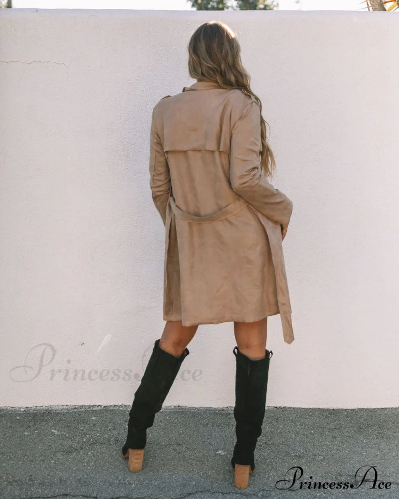 Khaki Bruin Trench Coat With Pockets Coats-L