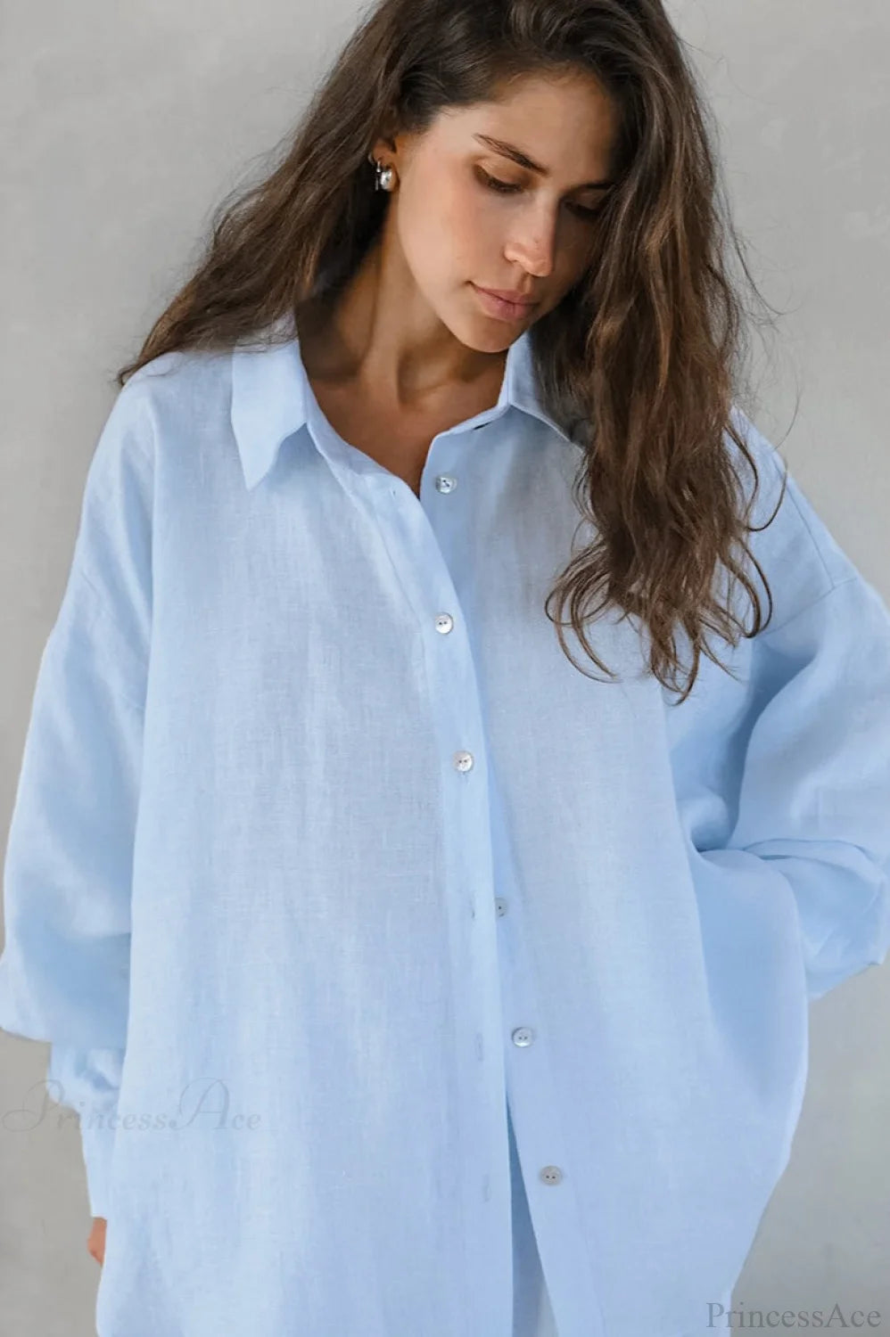 Khaki Cotton Linen Relaxed Long Sleeve Two Piece Set