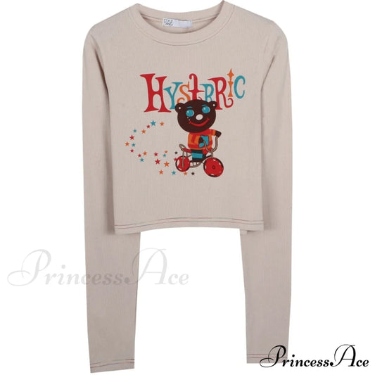 Khaki Graphic Long Sleeve Top Free From Label