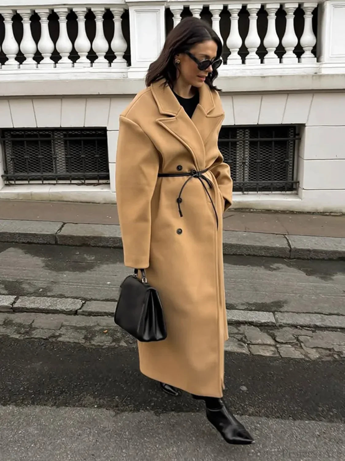 Khaki Woolen Double Breasted Coat