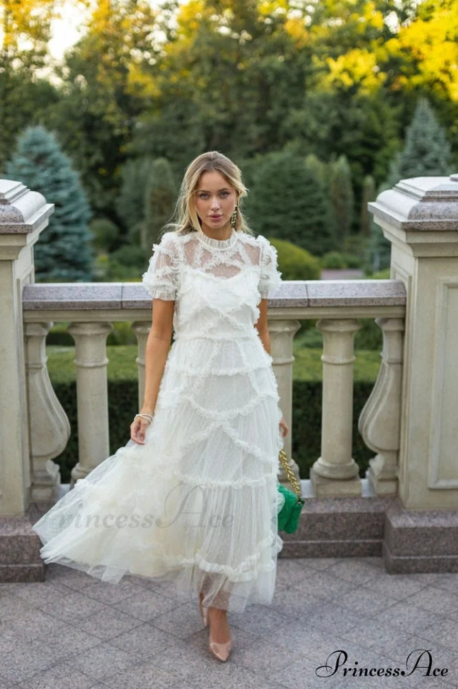 Kinley Ruched Ruffle Charming Hem Maxi Dress