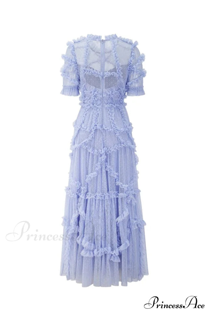 Kinley Ruched Ruffle Charming Hem Maxi Dress