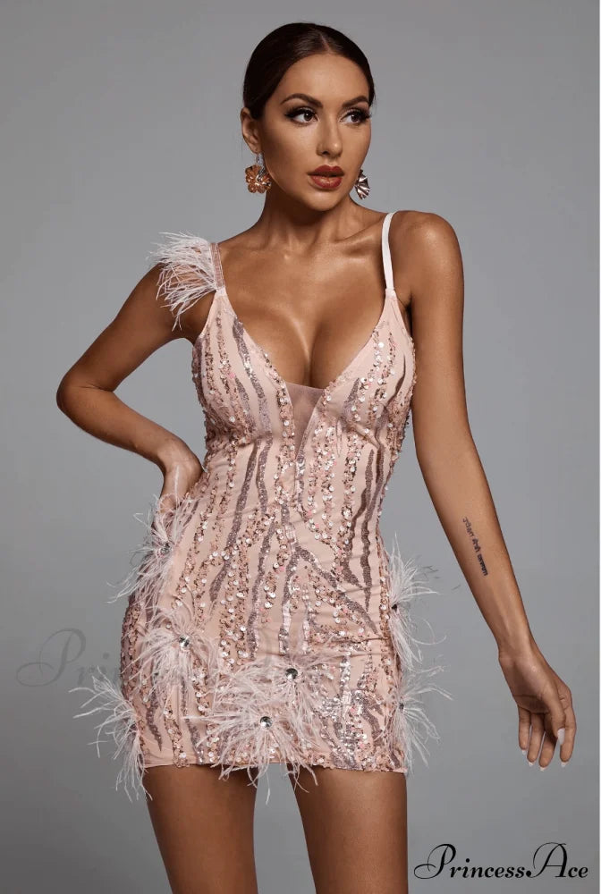 Klauda Pink Stylish Mini Dress 4 Days / S