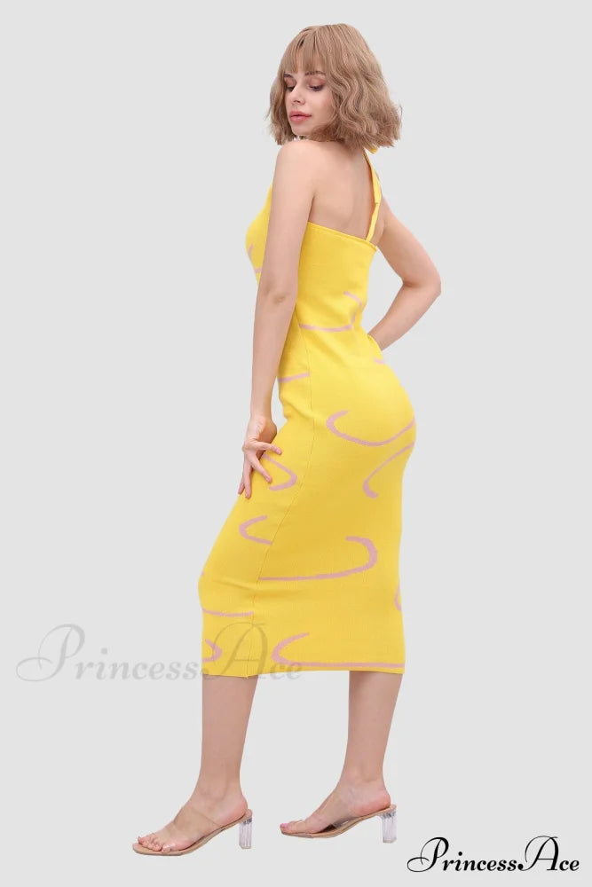 Knit Backless Halter Dress Midi Dresses