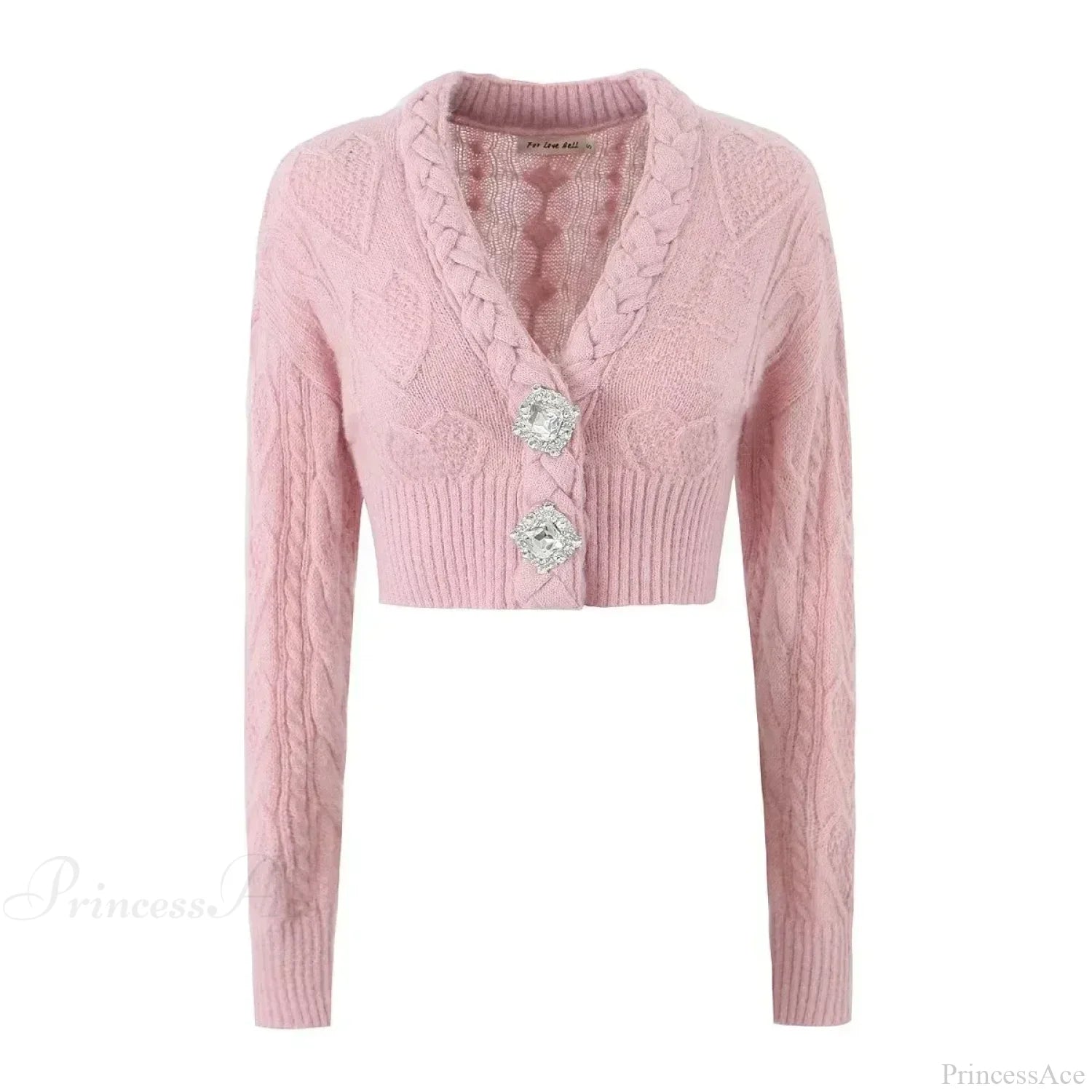 Knit Diamond Pink Cardigan Pink2 / S Cardigan-241208