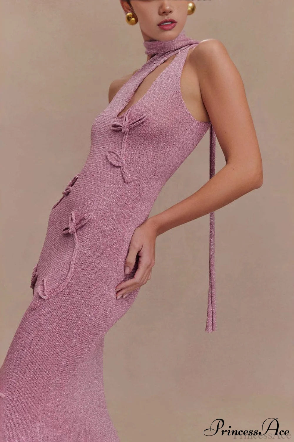 Knit Floral Ruffle Maxi Dress