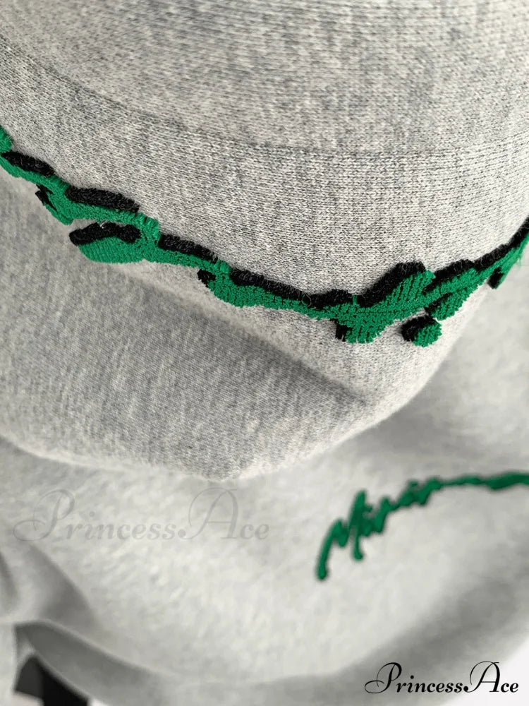 Knit Lettering Stylish Embroidery Hoddie