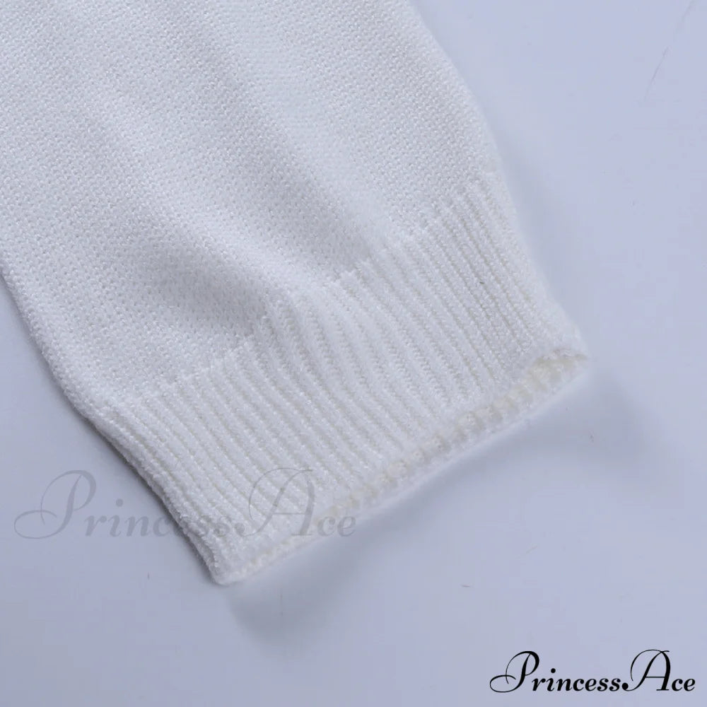 Knit Sweater Stylish Cropped Sleeve Sweaters-L